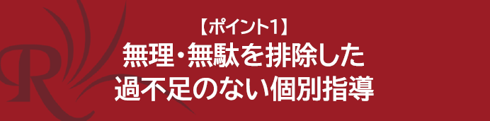 【ポイント1】無理・無駄を排除した過不足のない個別指導